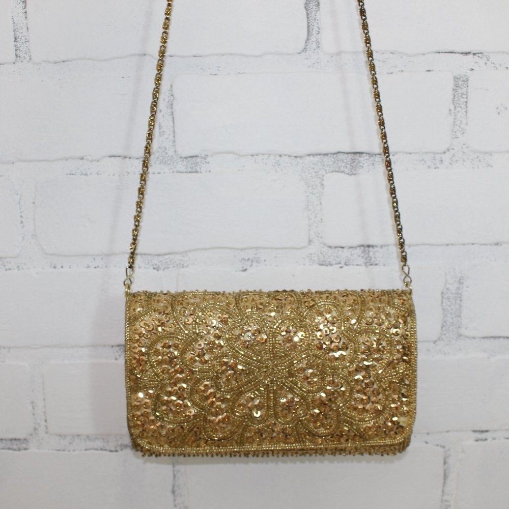 Gold Sequin Crossbody Purse
